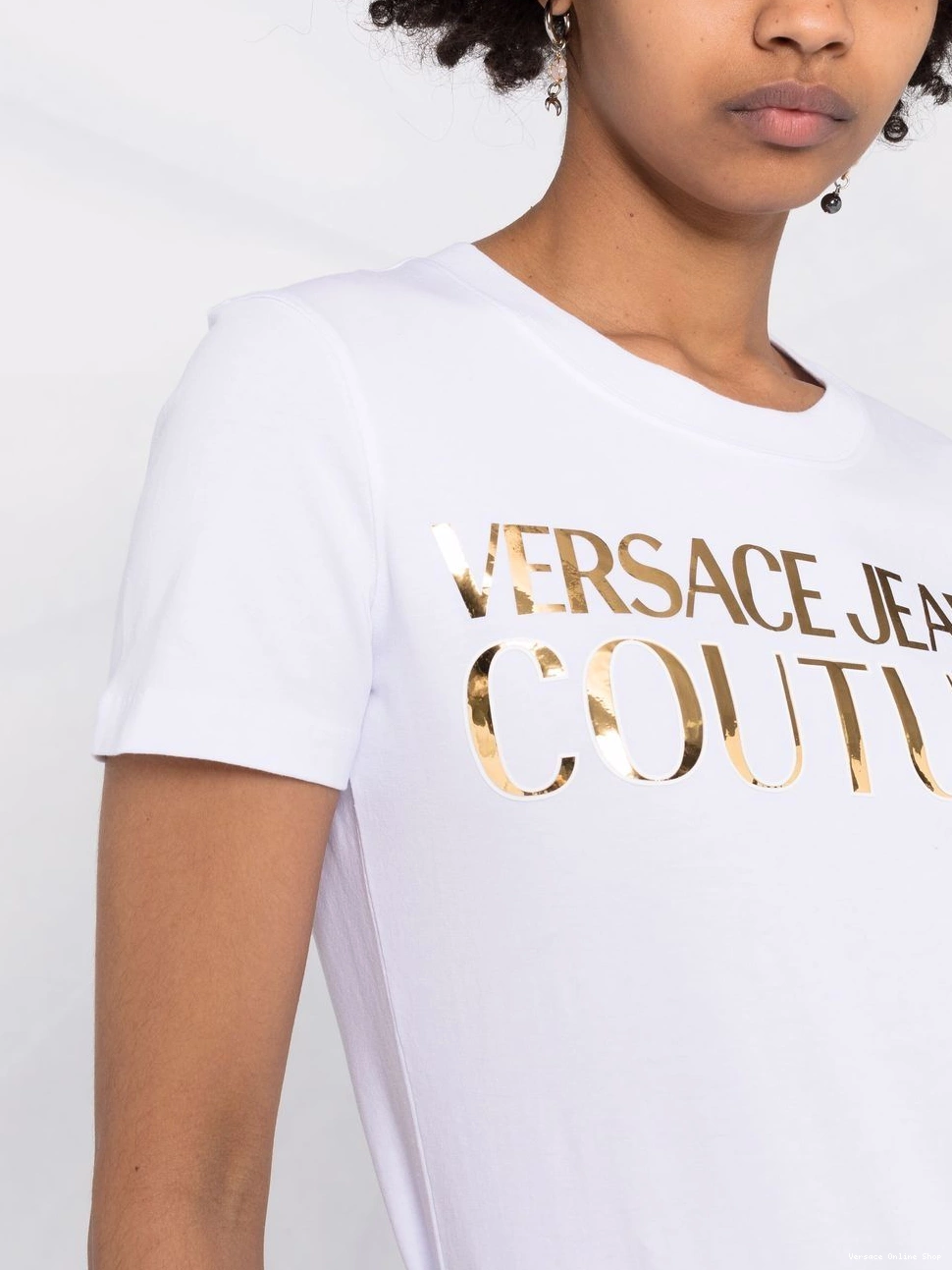 Affordable logo-print Versace T-shirt Jeans metallic Women Couture 0628
